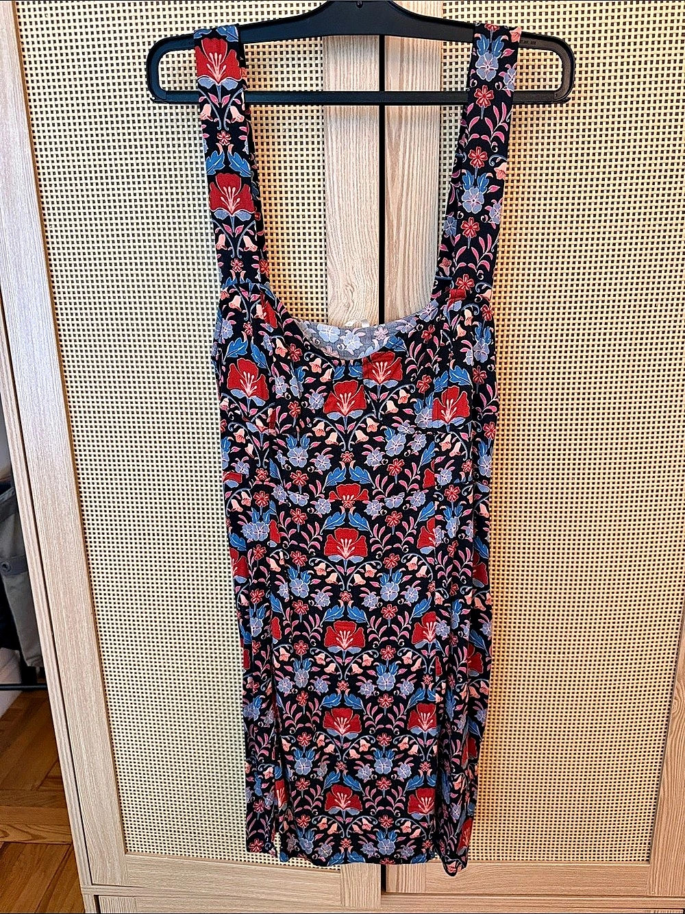 Free People Floral Mini Dress in Black & Red Like New